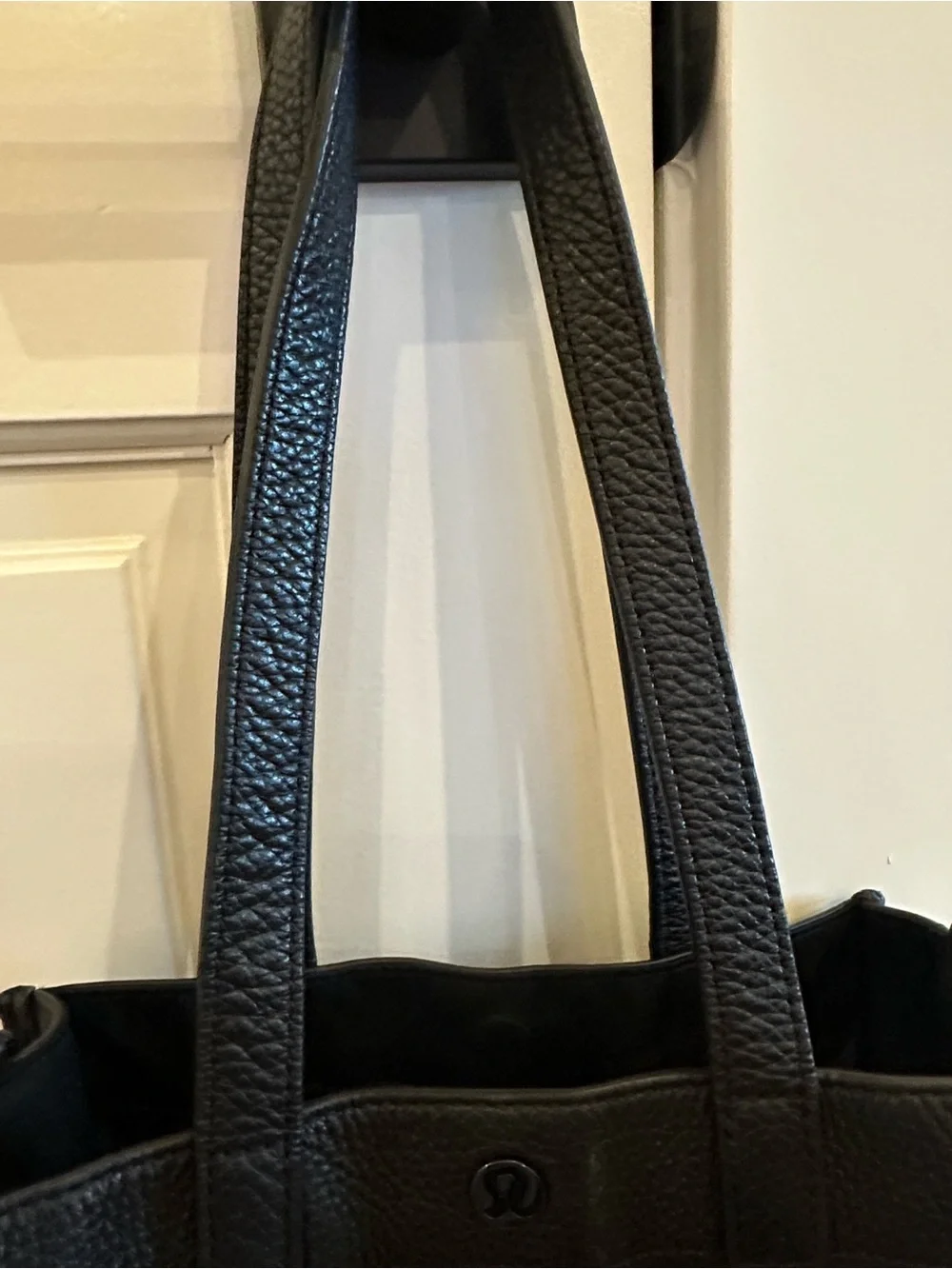 lululemon athletica Now and Always Black Shoulder Tote with Pebble Leather Trim
